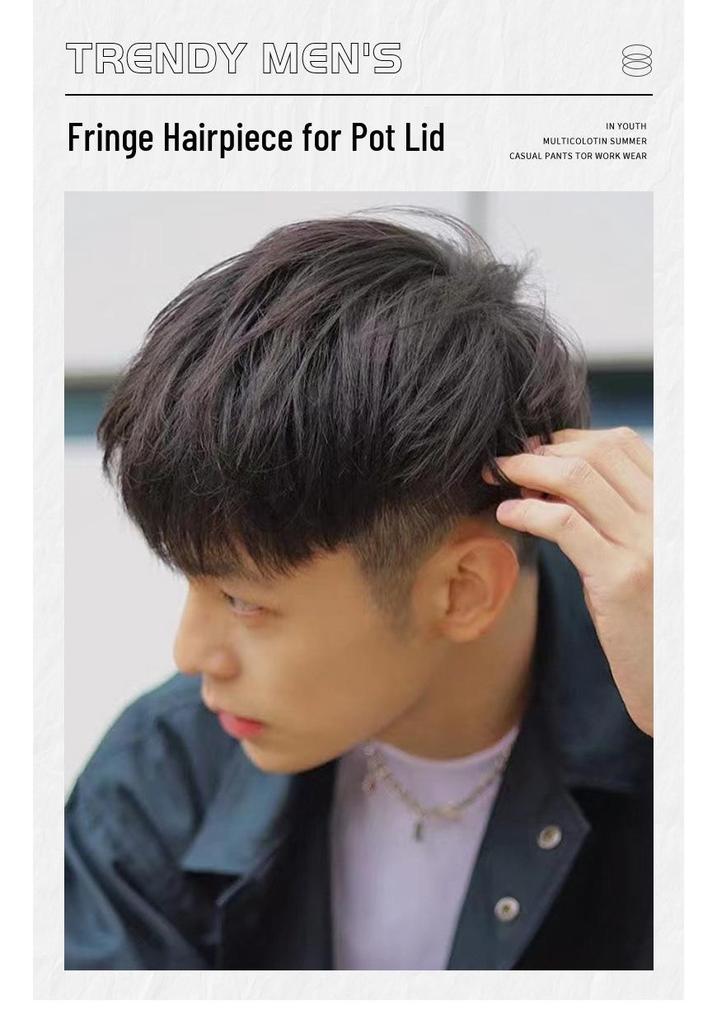 Men's Short Real Hair Wig for Baldness - Fluffy, Lightweight, Thin Patch Style