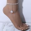 Zircon Flower Shaped Ankle Bracelet For Ladies Summer Beach Rhinestone Pendant Foot Accessories