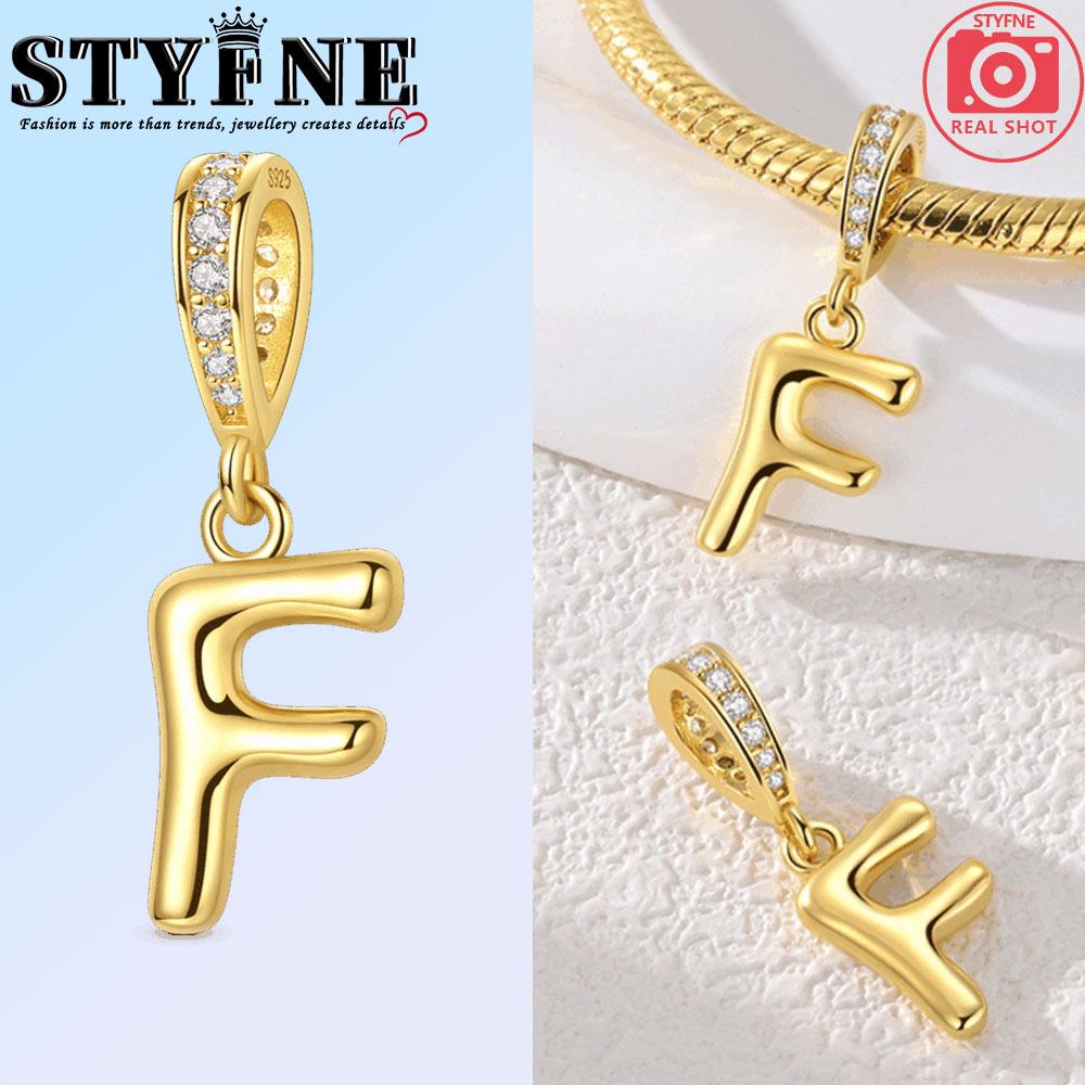 Fit Original Bangle Bracelet Diy A-Z Alphabet Charms Bead Copper Zircon Love Letter Dangle Pendant Jewelry Gift