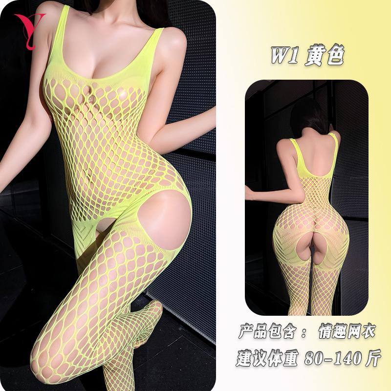 Sexy Mesh Hollow Out Open Crotch One Piece Lingerie For Women