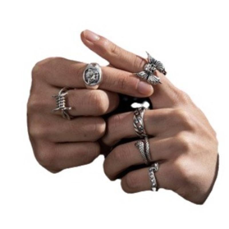 Frog Snake Skull Cool Punk Gothic Spider Combination Ring Man