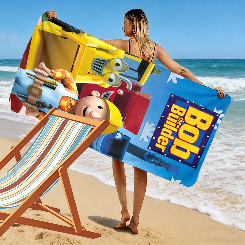 Bob der Baumeister Print Strandtuch, Großes Weiches Schnelltrocknendes Handtuch für Strand Camping Schwimmen