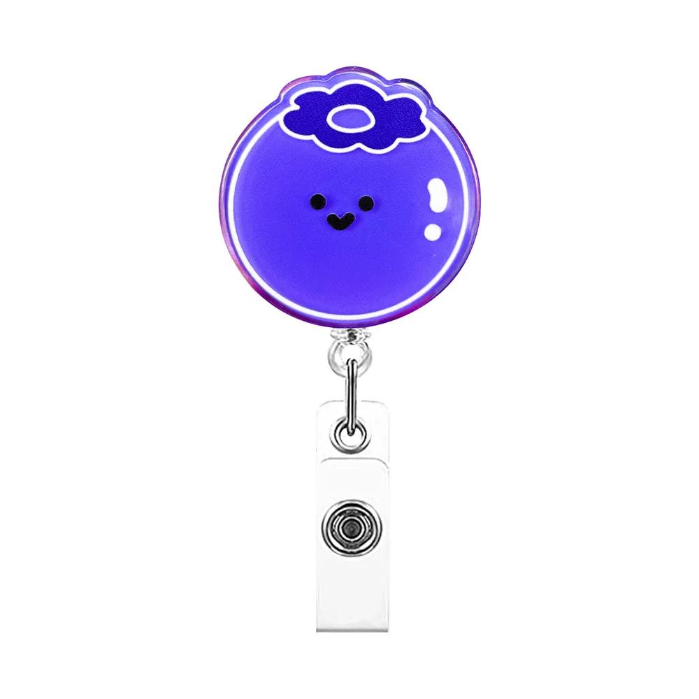 Cute Fruit Retractable Plastic Badge Holder Reel Student Nurse Exhibition Enfermera Girl Name Card Chest Card Holder Clip
