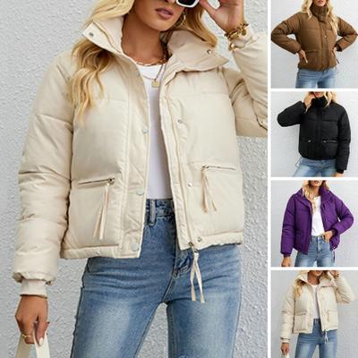 Women Casual Zipper Thick Outwear Coat Lapel Neck Soft Comfortable Polyester Fabric Classic Autumn Winter Jackets