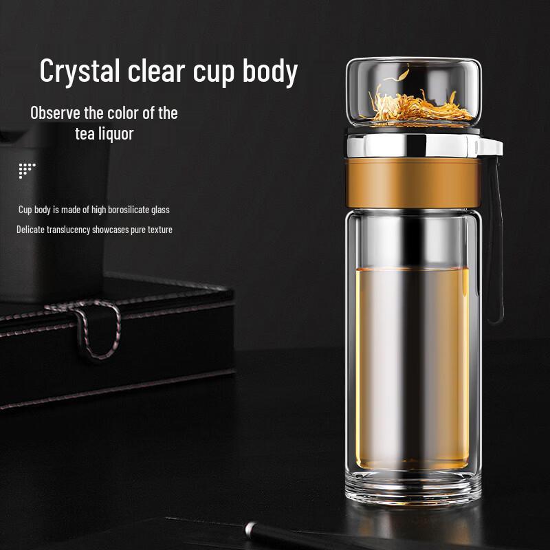 OLOEY Double-Layer Tea Infuser Glass Cup Set