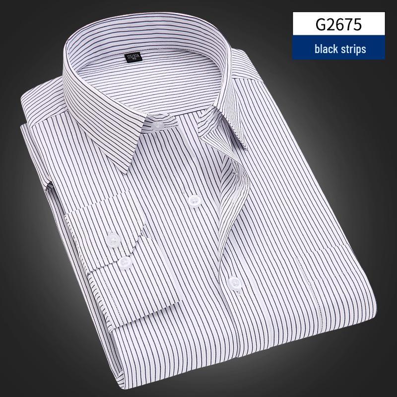 Men's Solid Color Long-Sleeve Business Shirt - Formal Workwear