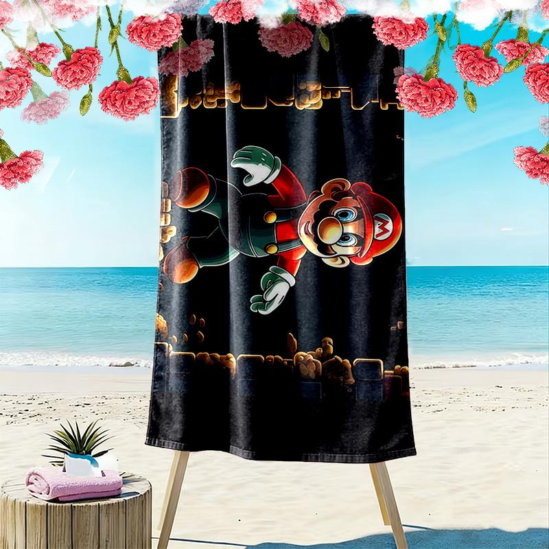 Super Mario Print Beach Towel, Large Soft Quick Dry Towel for Beach Camping Swimming