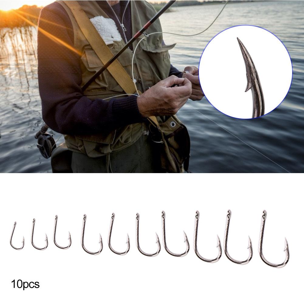 100PCS High Carbon Steel Fishing Hooks with Sharp Barb Hook Fishers Accessory Black with Hole
