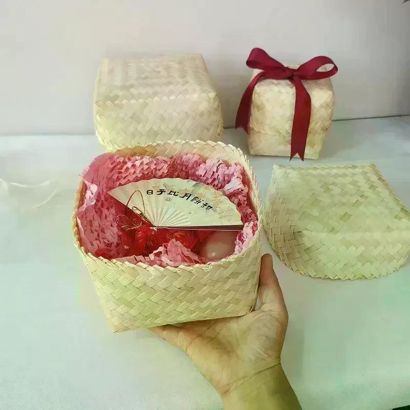 Durable Tight Seal Design Bamboo Woven Gift Box Reusable Handmade Bamboo Teas Tin DIY Wedding Cookies Candy Box Party Decoration