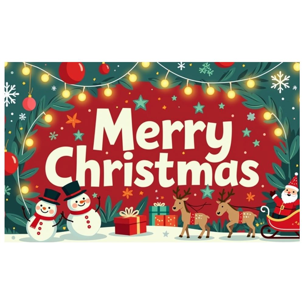 Winter Holiday Banner Santa Claus Figure Christmas Party Display Christmas Banner Reindeer Design Christmas Celebration Banner