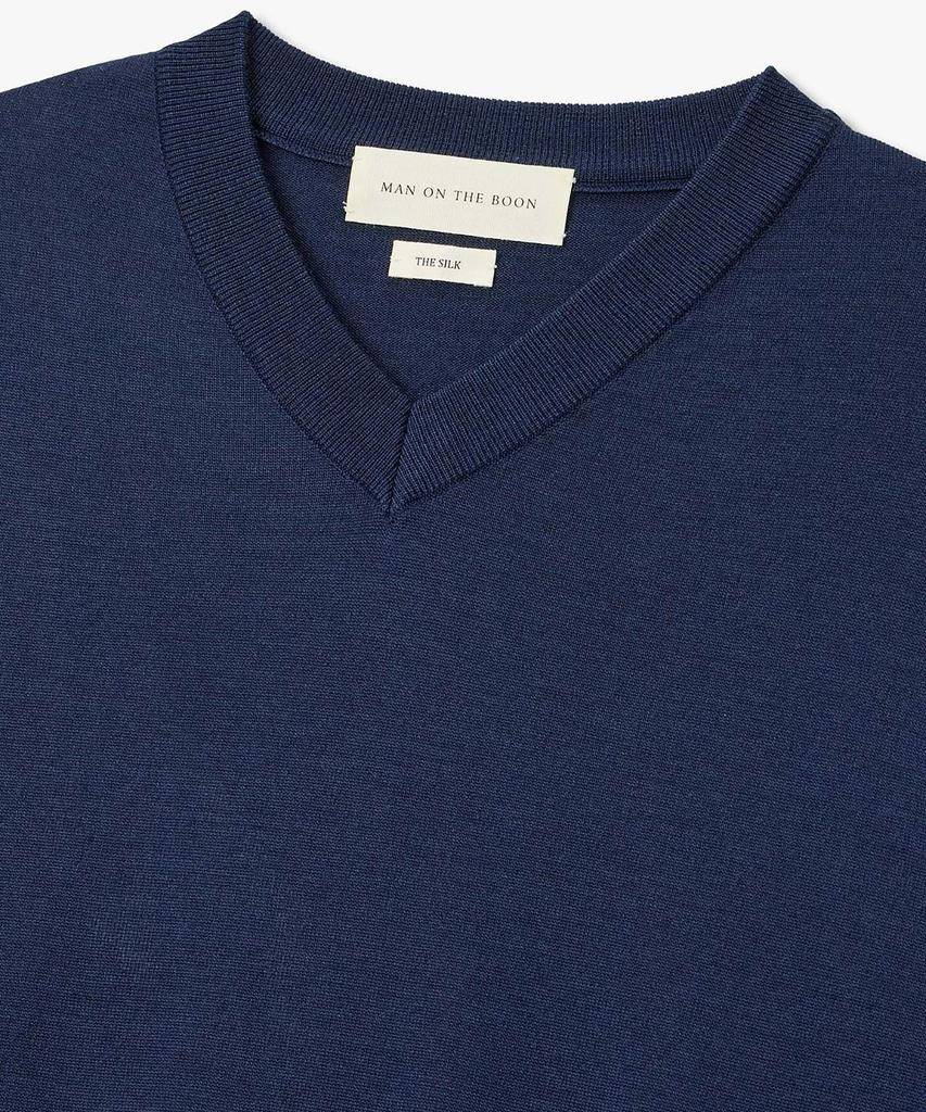 MAN ON THE BOON Wool Blend V-Neck Knit Pullover_Navy 4716113001