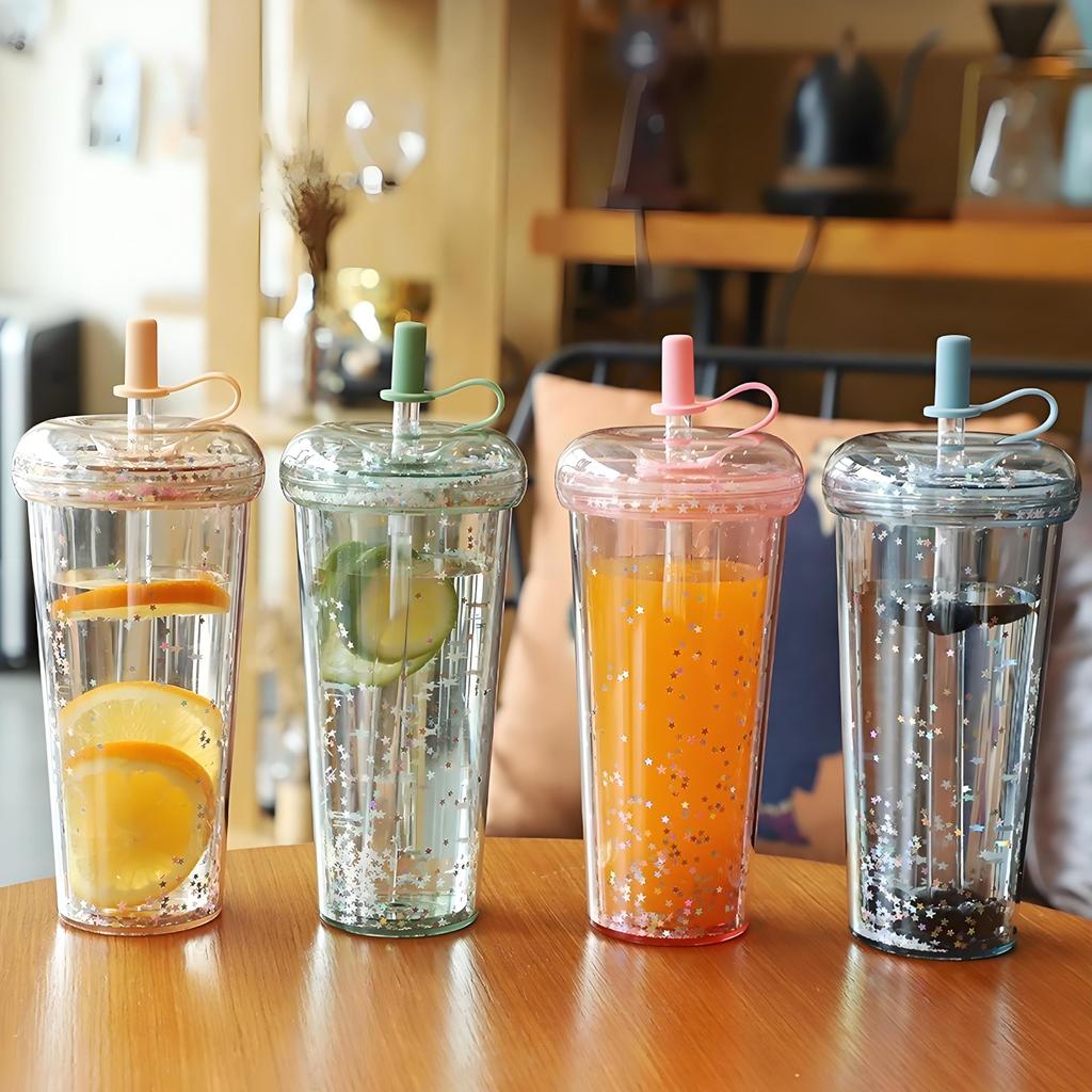 MYEEDA Water Bottle with Straw, 420ml, Made of Food-Contact Resin, Plastic Water Bottle with Straw, Spill-Resistant Tumbler, Large Capacity, Easy to