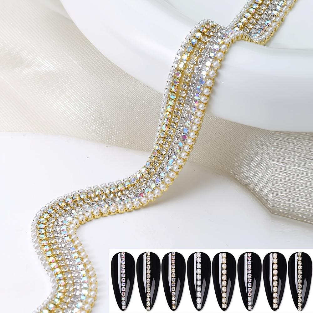 2 pieces of artificial pearl chain nail accessories Y2K metal DIY nail accessories, short nails French tips