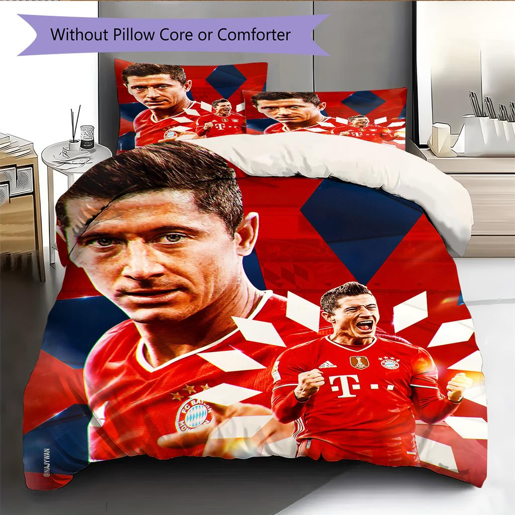 Biancheria da letto con motivo Robert Lewandowski Decorazione per la casa Regalo di Compleanno e Festa (1 * copripiumino + 2 * federa, senza nucleo)