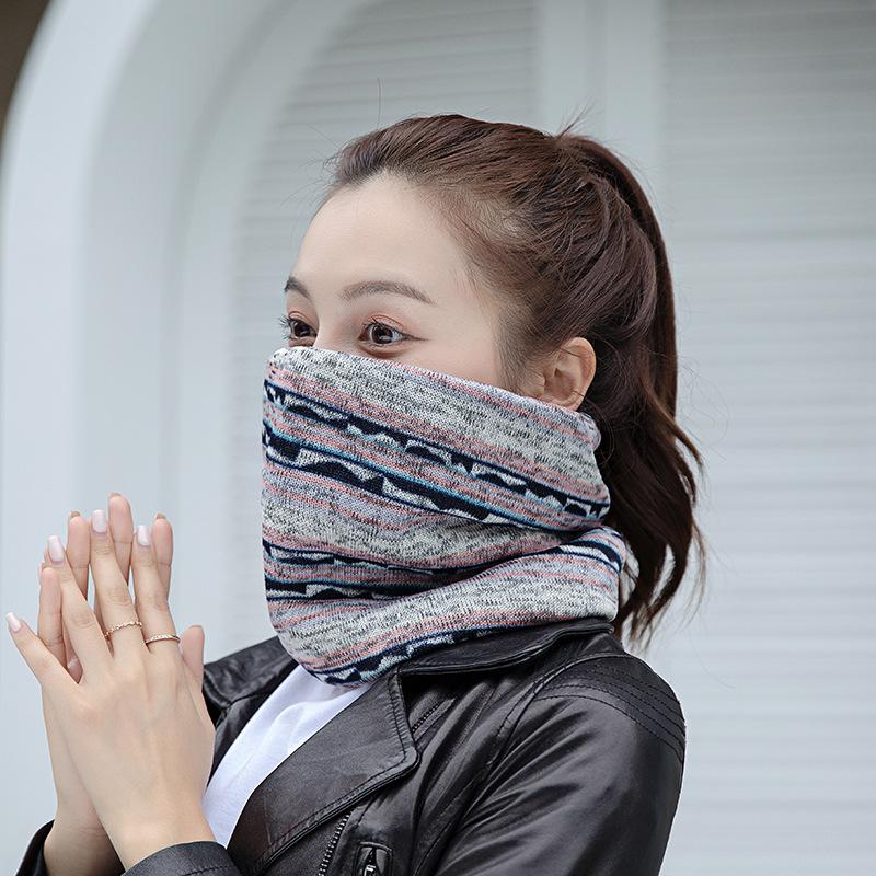 Autumn Winter New Women Printing Knit Neck Cover Warm Ring Scarf Female Fashion Fleecing Neckerchief Spring Wind Protection Men
