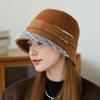 Nový dámský zimní klobouk bucket Módní malý kostkovaný vlněný klobouk kbelíkový Venkovní cestovní teplý klobouk