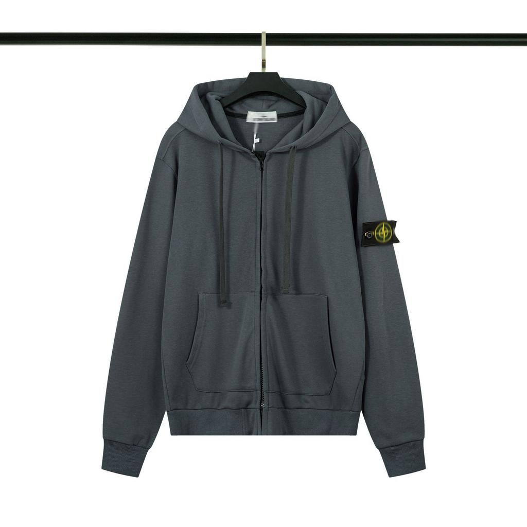 STON Basic Solid Color Compass Patch Fleece Hoodie Long Sleeve Pullover Sweatshirt for Men Women