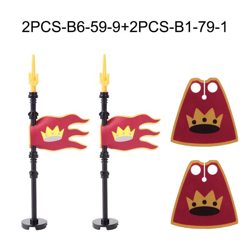 Medieval Military War Army Castle Knight Soldier Figures Building Blocks Weapon Cloak Helmet Shoulder Armor Flag Warrior Shield