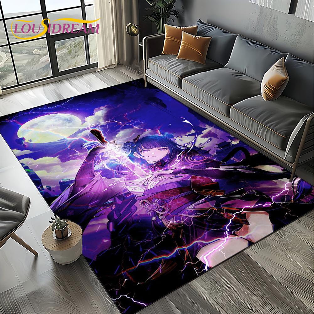 Nowy Dywanik Kreskówkowy Solo do Gier Genshin Impact do Salonu Sypialni Dekoracja Domowa Sofa, Mata Podłogowa Antypoślizgowa do Zabawy dla Dzieci