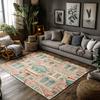 Stylish Area Rug Vintage Persian Carpet Bohemian Floor Mat Living Room Decor Home Accent Modern Geometric Pattern Non Slip Indoo