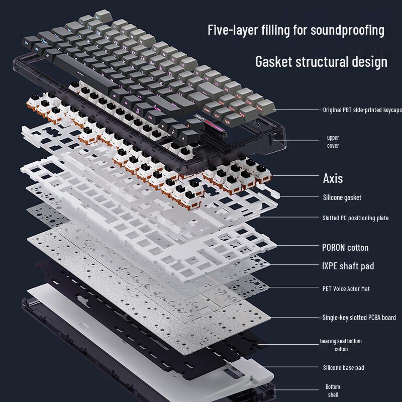 Wolfspider F87Pro Wireless Mechanical Gaming Keyboard - Customizable, Three-Mode, Bluetooth, Gasket Structure, Hot-Swappable.