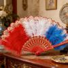 Feathered Fan 20s Retro Folding Fan Flapper Hand Fan for Costumes Dancing Party Wedding Decorations Rave Fan Gift