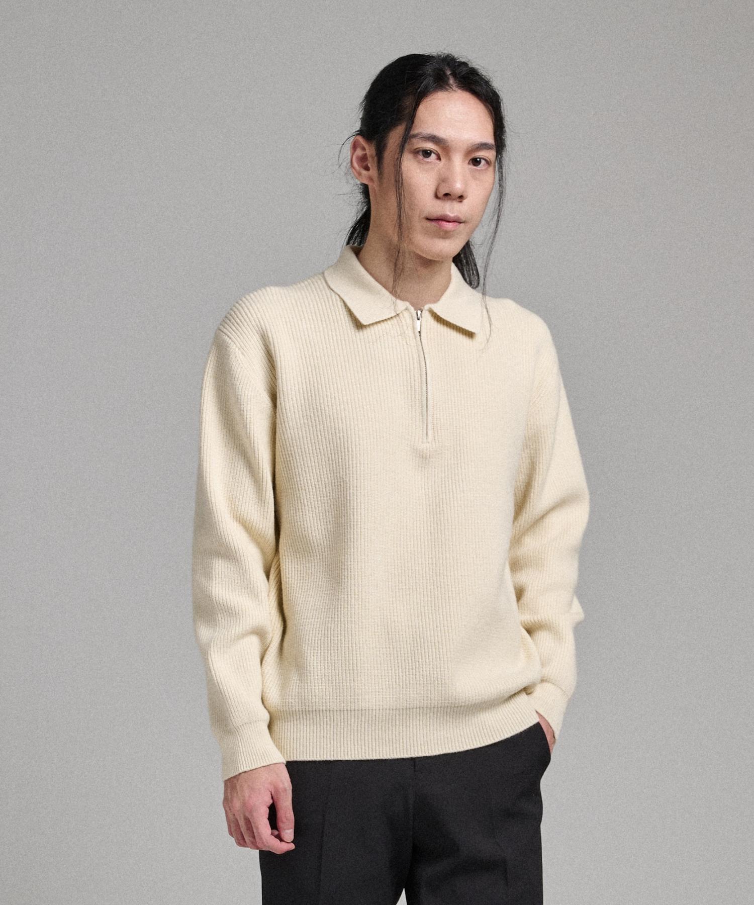 Analog Mood Hazzi Half Zip Collar Knit (Ivory) Free