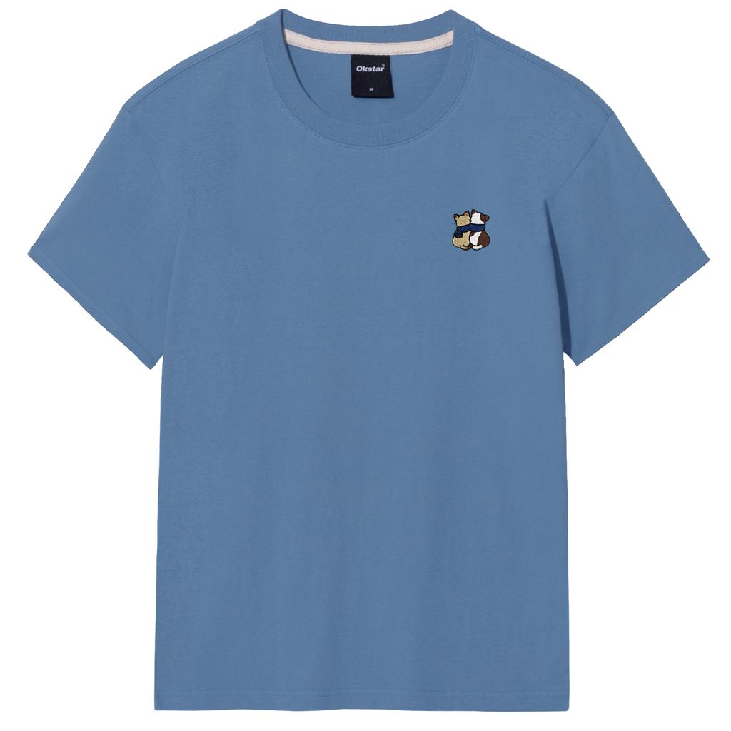 OKSTAR Cat Friends Embroidered Short Sleeve T-Shirt (Type A)