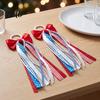 Lace Bows for Shoes 2Pcs Ribbon Bow Boot Charms, Patriotic Cowboy Charms with Lace, Festival Wear Accessories Plaid Striped Women Cowgirl Western