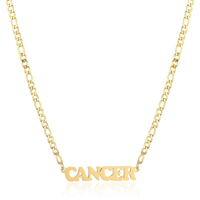 Gold/Silver/Rose Gold Color Twelve Constellations Stainless Steel NK Chain Pendant Necklace Female Jewelry 18+2in