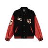 Chaqueta de Béisbol Retro Unisex Casual de Otoño Abrigo con Bloques de Color Parche Bordado
