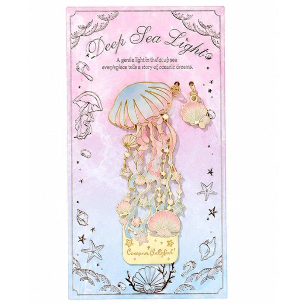 Jellyfish Shape Metal Bookmark with Pendant Hollow Marine Animal Bookmarks Artistic Craft Chinese Style Bookmarks for Children