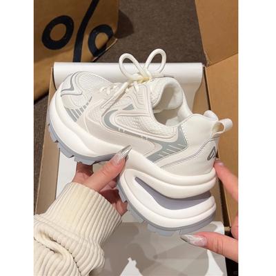 Platform Dad Shoes Summer New White Small Fried Street Heightening Thin Mesh Breathable Sneakers