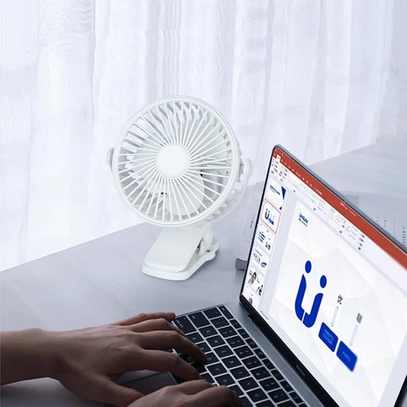 USB Rechargeable Table Fan Clip-on Type Portable Mini Desk Fan Hanging Clip Fan Night Light Air Cooler Outdoor Fans