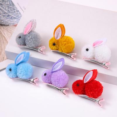 1 Paar Winter-Plüsch-Hasen-Haarnadeln, Haarspangen, lebendige Farben, kreative Form, bezaubernde süße Haarnadeln, Haar-Accessoire für Kinder