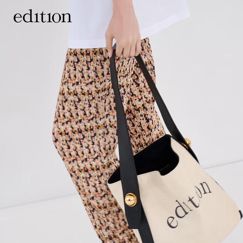 Edition Women's Retro Floral Pleated Wide-Leg Pants