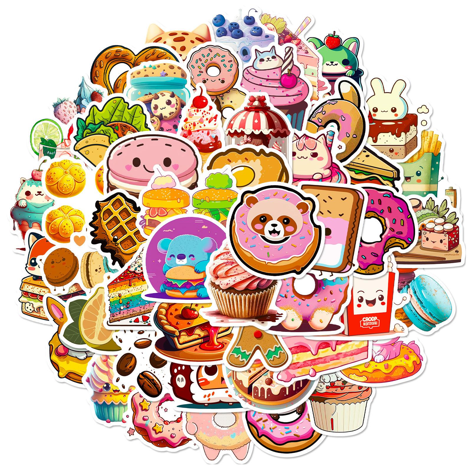 

50 Animal Gourmet Donuts Stickers Cute Donuts Cartoon Stickers For Kids