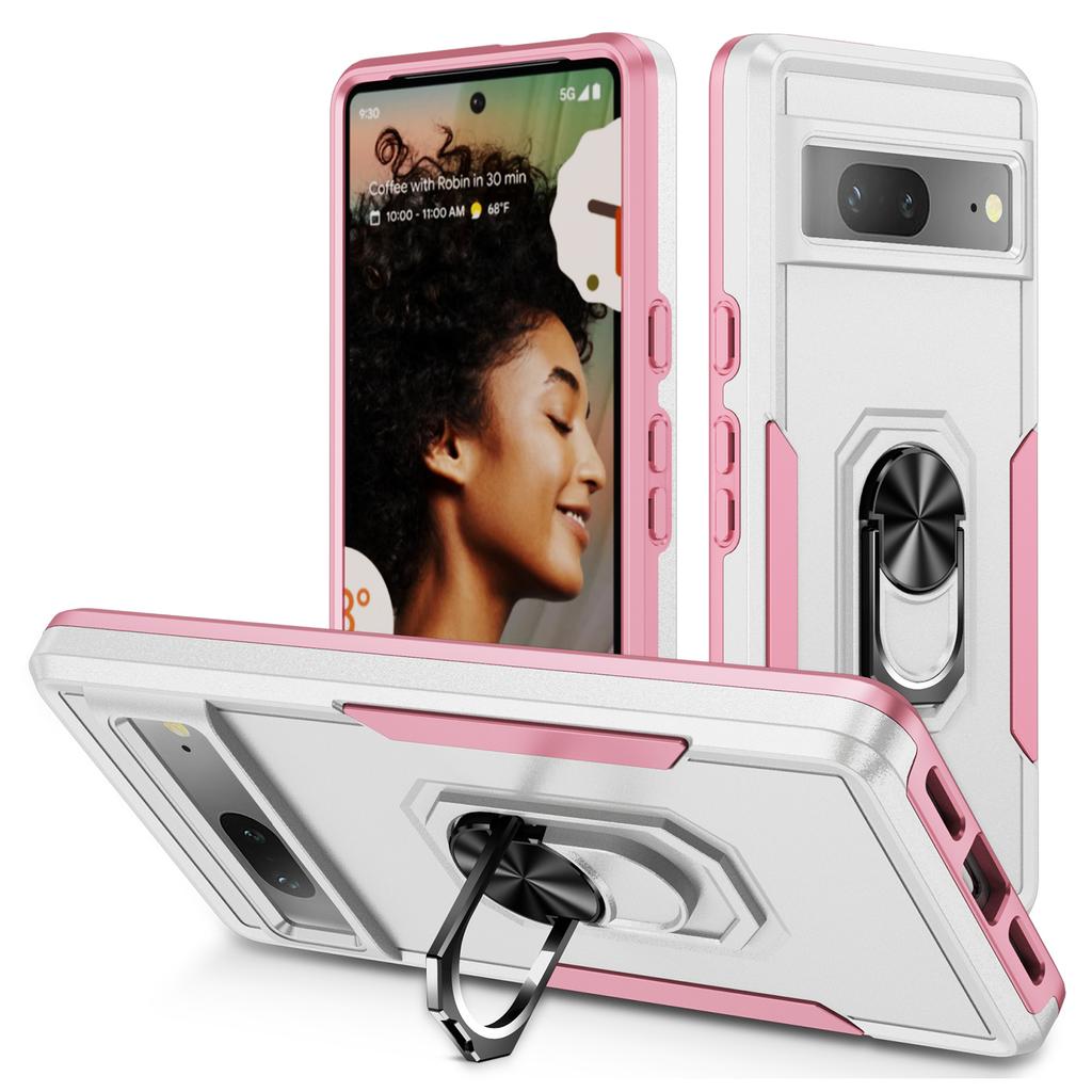 For Google Pixel 7 5G Case Military Grade Ring Kickstand PC+TPU Phone Cover