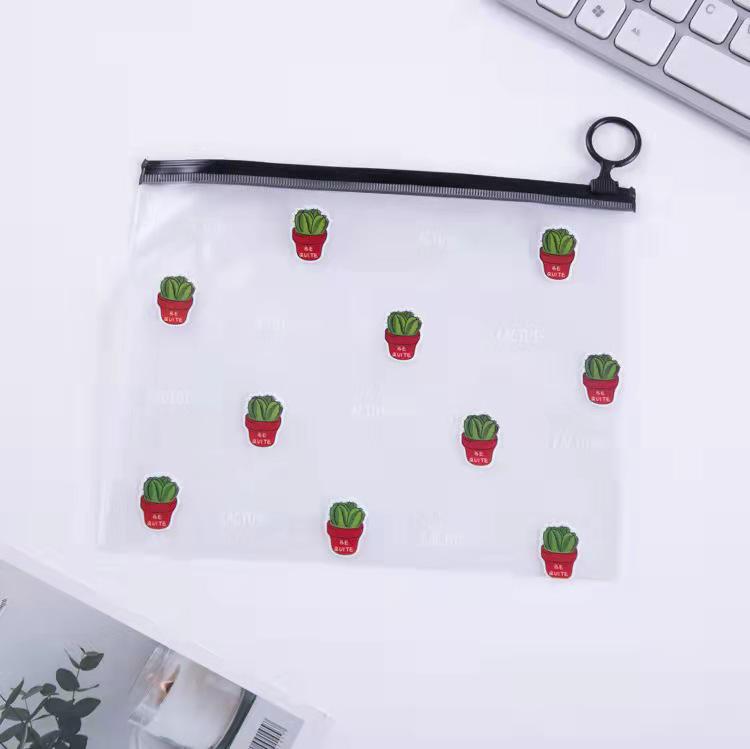 Gjennomsiktig tegneserie søtt penal for barn - Kreativ oppbevaringspose for skrivesaker