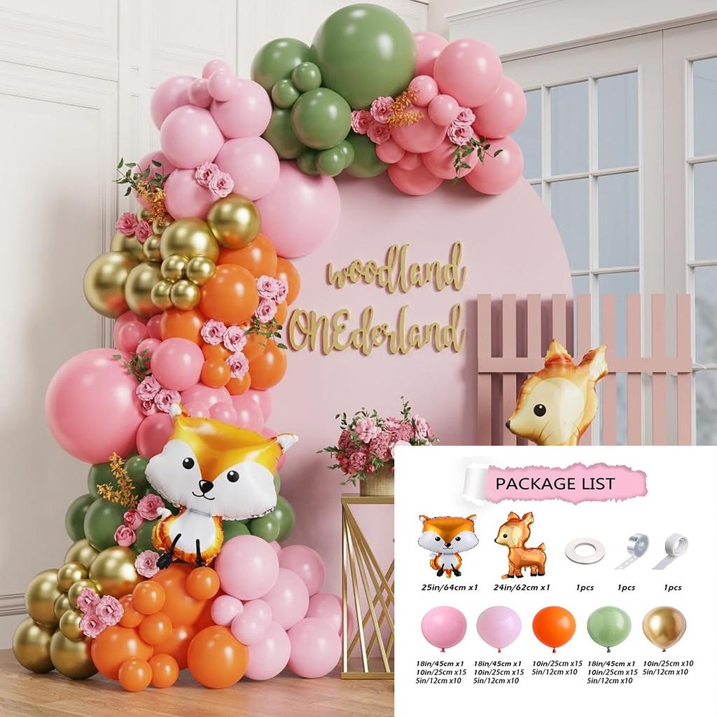 Forest Series Green Balloon Chain Set Children'S Birthday Theme Party Decoration Jungle Arrangement Balloon