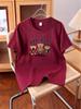 Unisex American Style Bear Print Cotton Casual T-shirt
