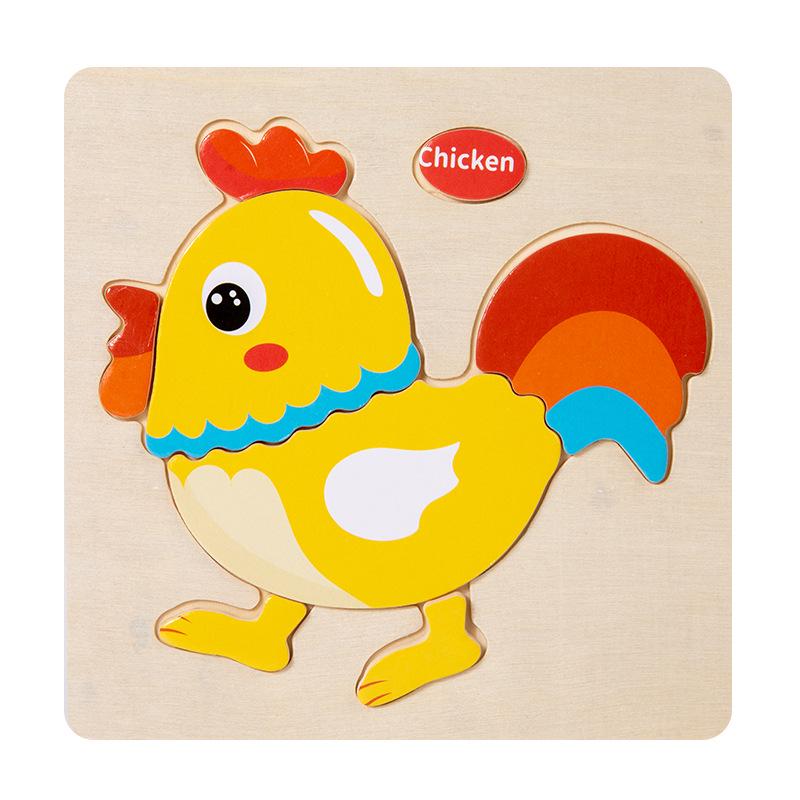 Children's 3D Wooden Animal & Transportation Shape Puzzle for Early Education