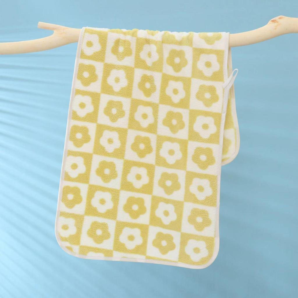 Soft Plaid & Floral Coral Fleece Towel Set - Couple's Home Gift