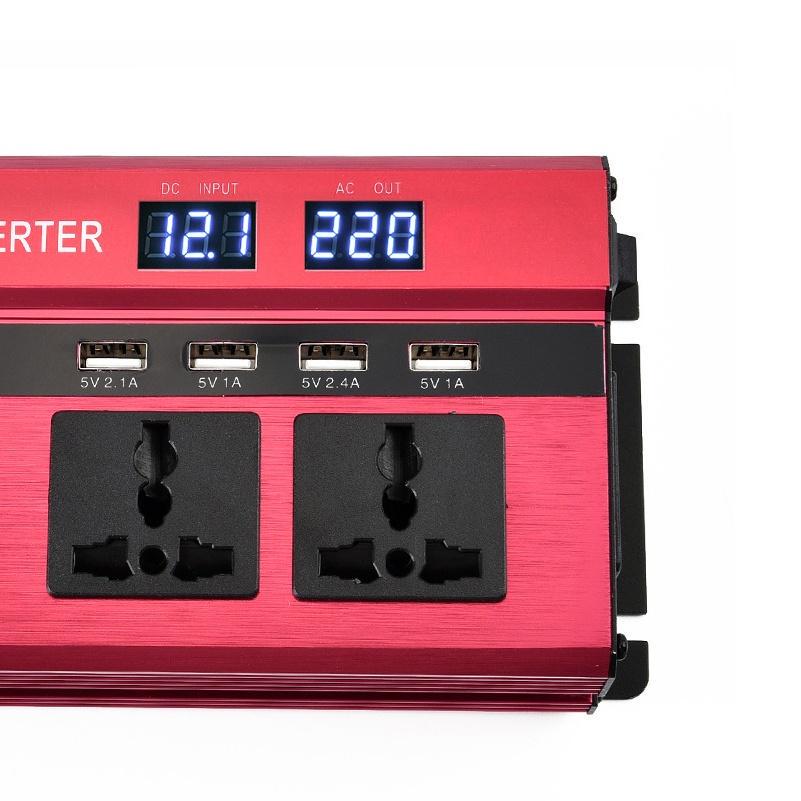 2000W měnič do auta 4 USB výstupní port Duální LED displej DC 12V/24V na AC 110V/220V sinusový měnič