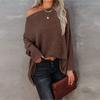 Women's Winter Knitted Warm Color Loose Hole Long Sleeve Top