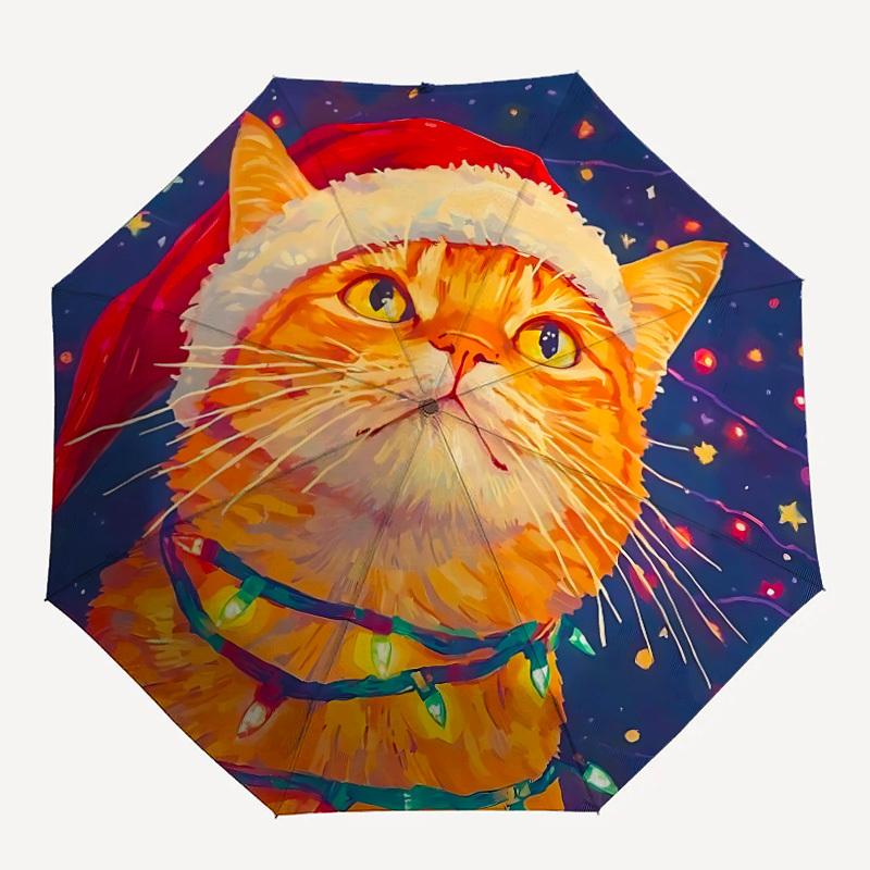 

1pc Christmas Cat Automatic Folding Umbrella - Compact 8-Rib Design, Durable Plastic & Iron, Lightweight for Outdoor Daily Use319