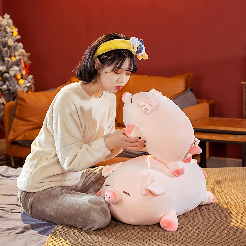 Pig Stuffed Animal Plush Pillow - 15.7'' Kawaii Soft Pig Hugging Pillow, Adorable Cuddle Plush Toy, for Kids, Girlfriend, or Adults
