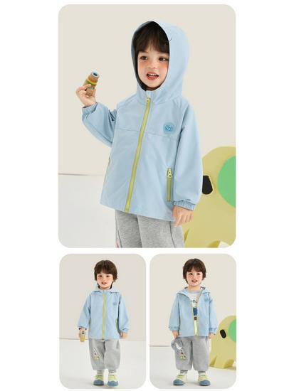 Kaka Panda Kids' Waterproof Spring Jacket - Unisex Casual Top for Boys and Girls