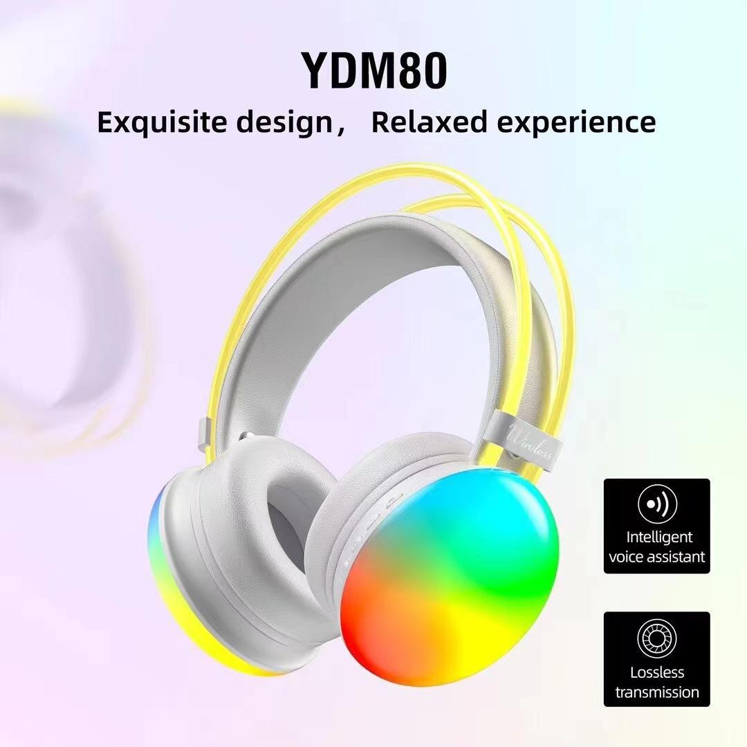 

Новая цветная Bluetooth-гарнитура YDM80 с креплением на голове, долгим сроком службы батареи, мощными басами, красочной спортивной игрой белый