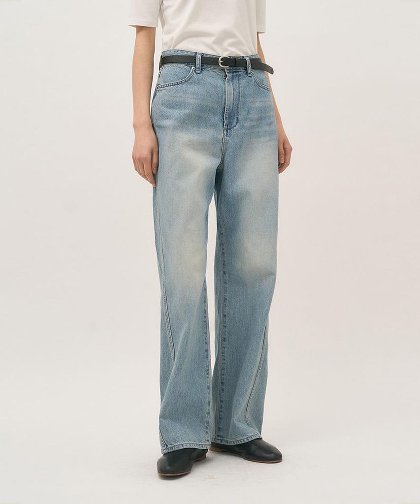 Leopeusaideuhwaiteulabel Twist Denim Pants Lake Blue